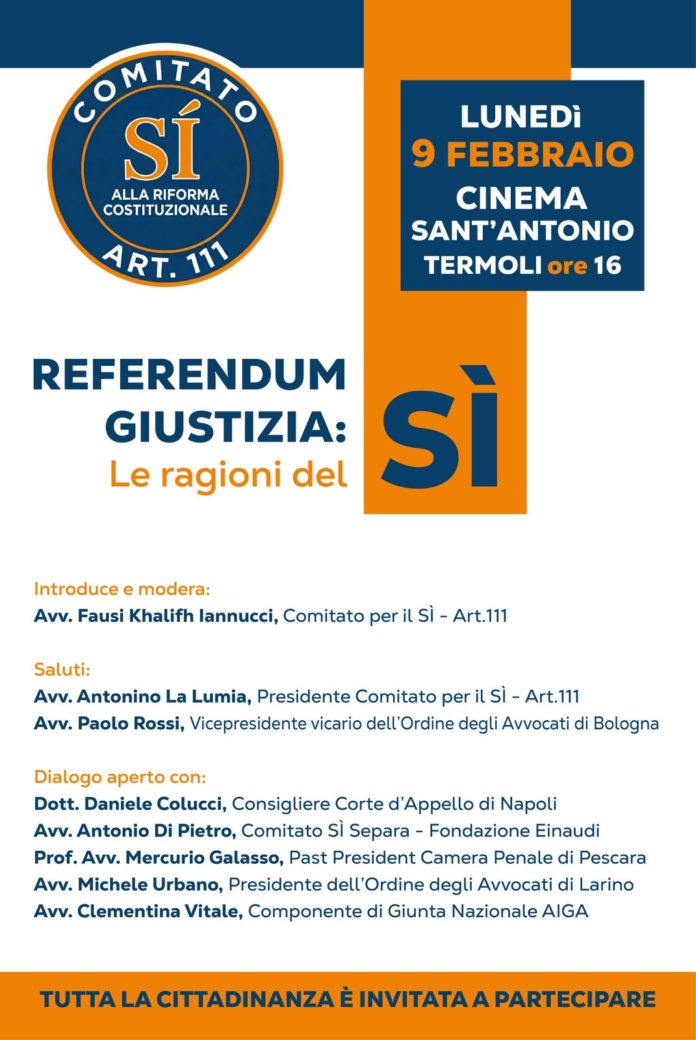 Referendum giustizia, a Termoli un incontro sulle ragioni del ‘sì’
