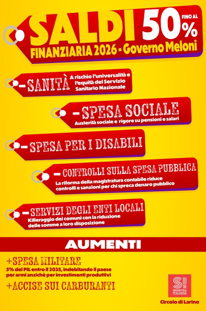 Larino, Sinistra Italiana contro carovita e tagli della finanziaria