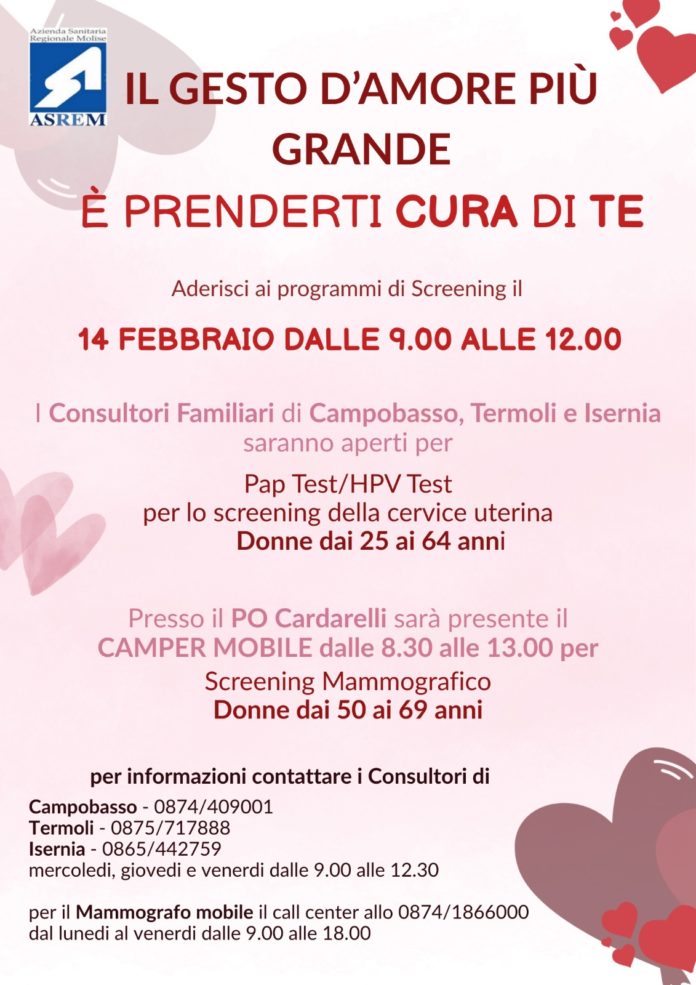 Prenditi cura di te: ASREM lancia il 14 febbraio lo screening gratuito