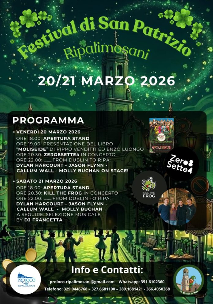 Il 20 e il 21 marzo a Ripalimosani si festeggia San Patrizio