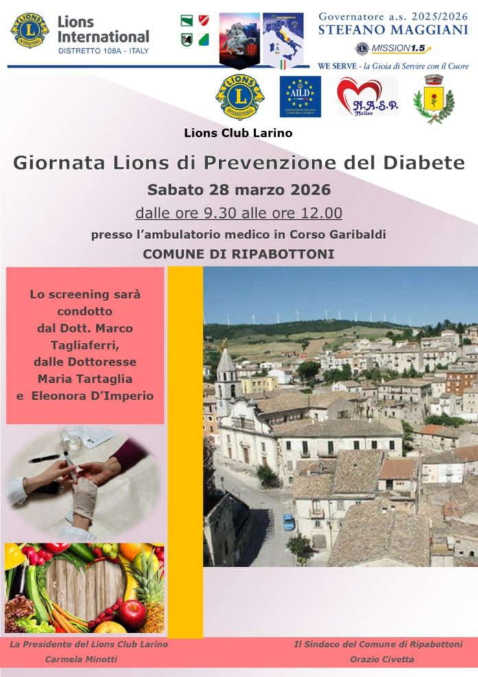 I Lions di Larino a Ripabottoni per lo screening del diabete