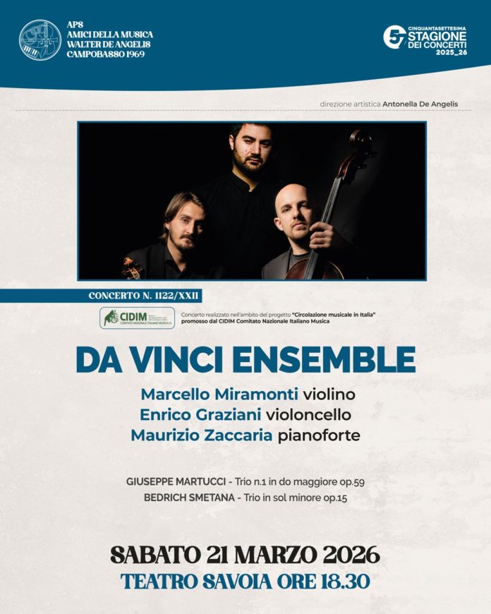 Campobasso: il Da Vinci Ensemble protagonista al Teatro Savoia