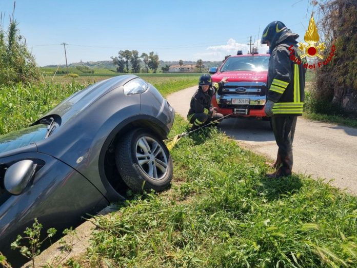 Termoli: auto rimane in bilico in un canale a Rio Vivo