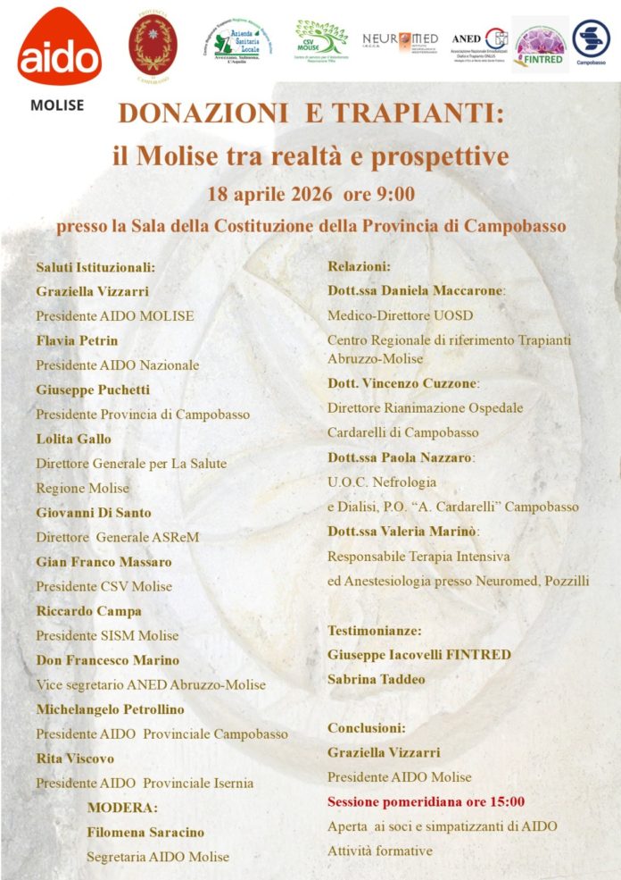Campobasso: convegno regionale su donazioni e trapianti