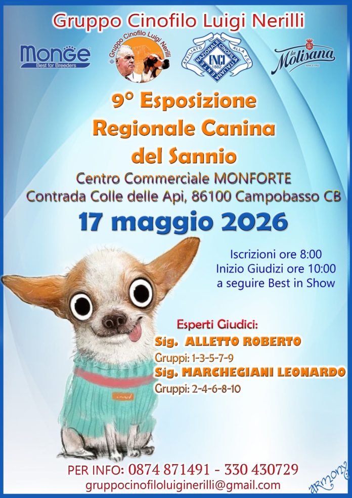 Tutto pronto per la 9° edizione dell’Esposizione regionale canina del Sannio