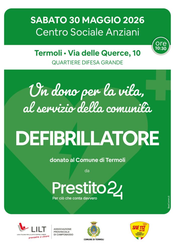 Termoli: donazione al comune di un defibrillatore