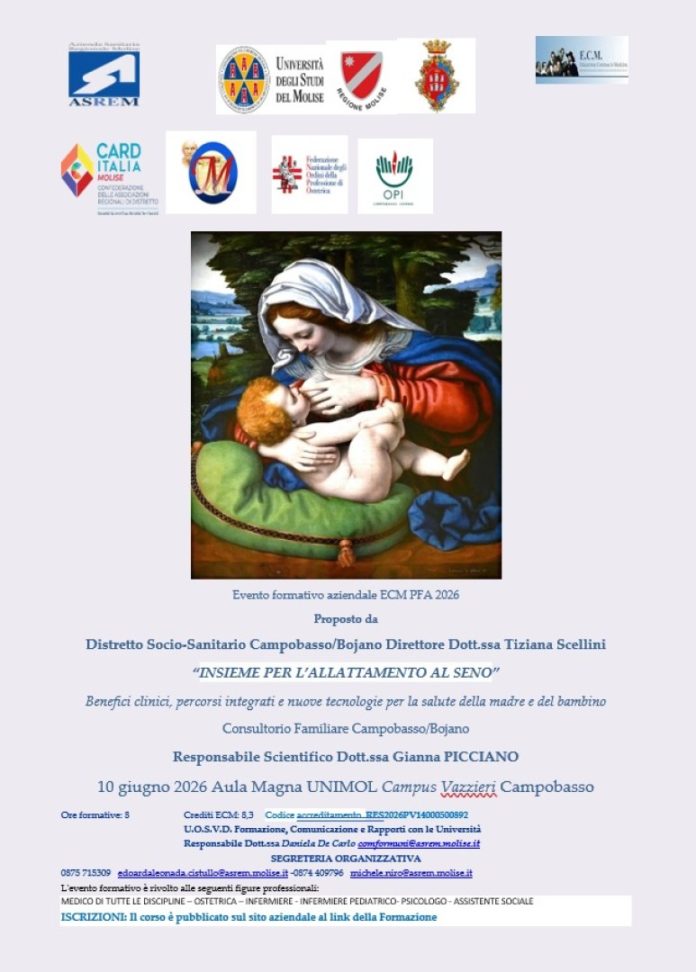 “Insieme per l’allattamento al seno, benefici clinici”: il convegno Asrem