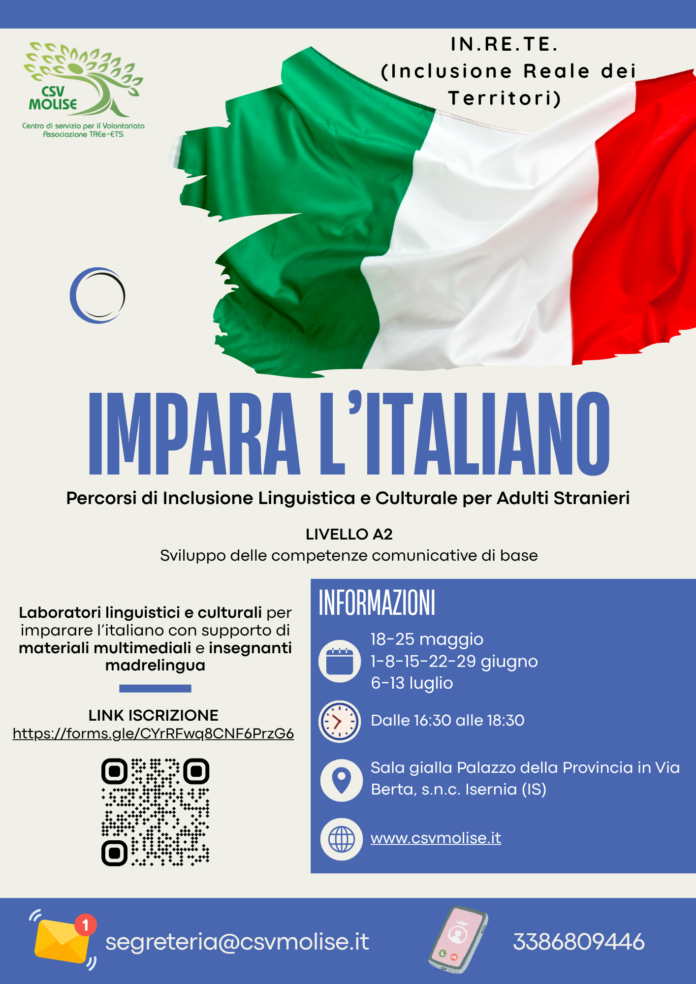 “Impara l’italiano”, partono a Isernia i corsi per gli stranieri