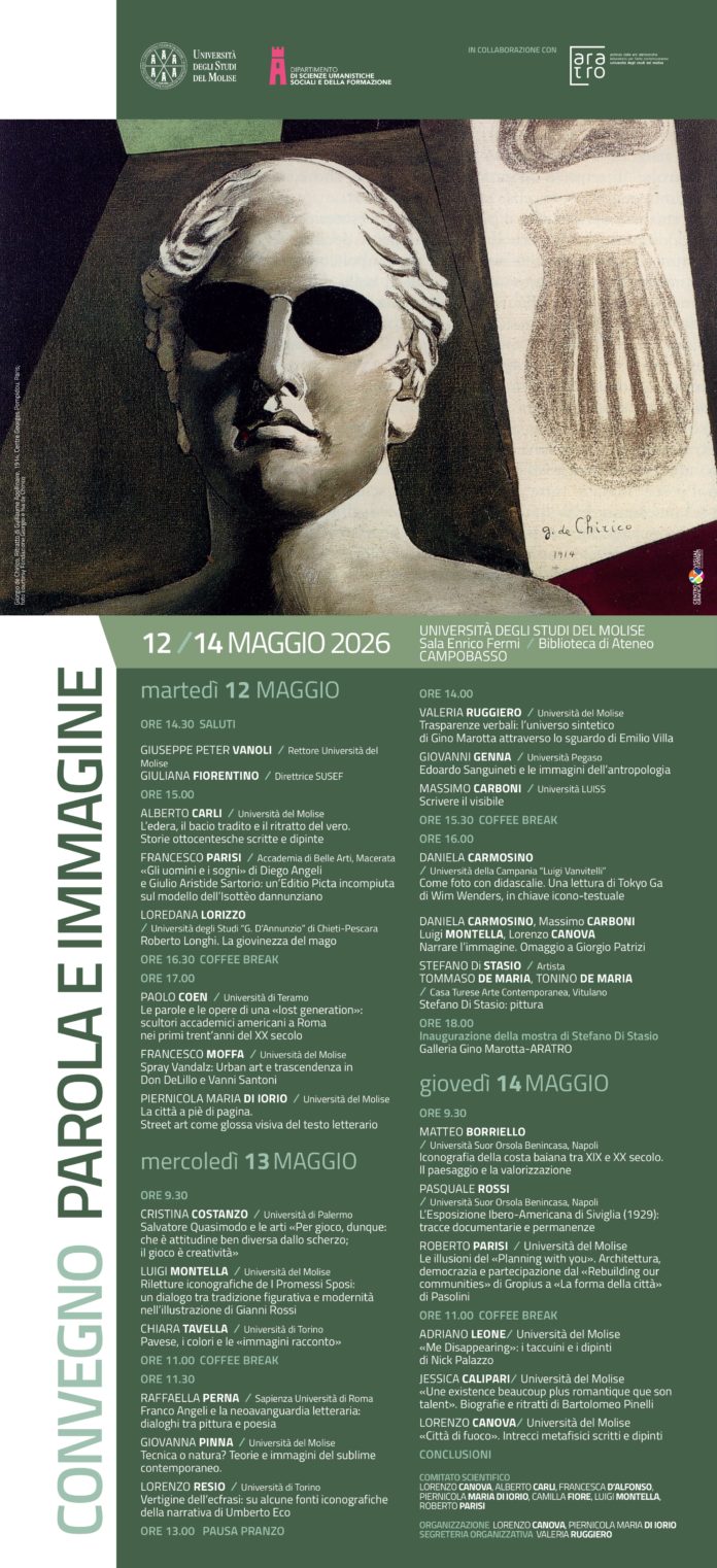 Si apre domani all’Unimol una tre giorni su arte letteratura e architettura