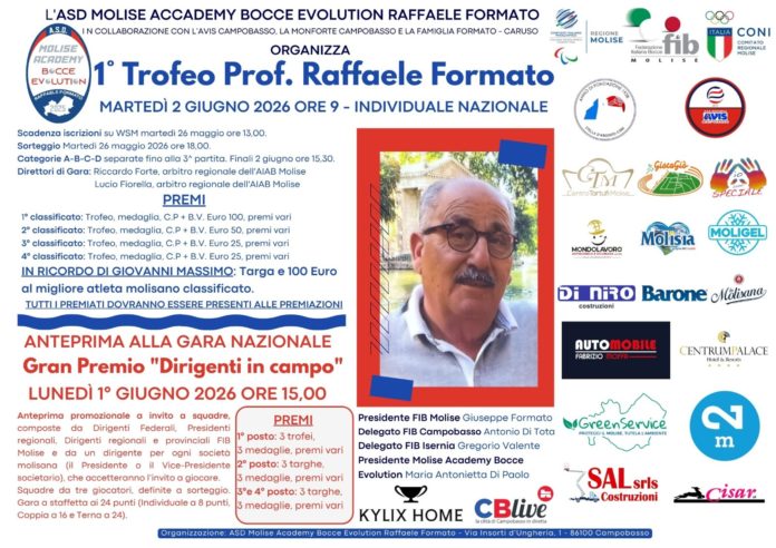 Bocce, a Campobasso il 1° Trofeo Prof. Raffaele Formato