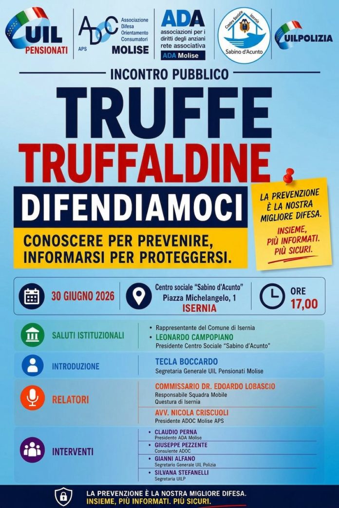 Isernia: “Truffe Truffaldine”. La UIL porta la prevenzione