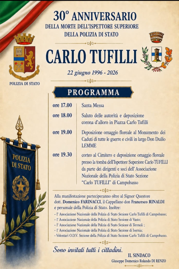 Roccavivara, anniversario della morte dell’Ispettore superiore Carlo Tufilli