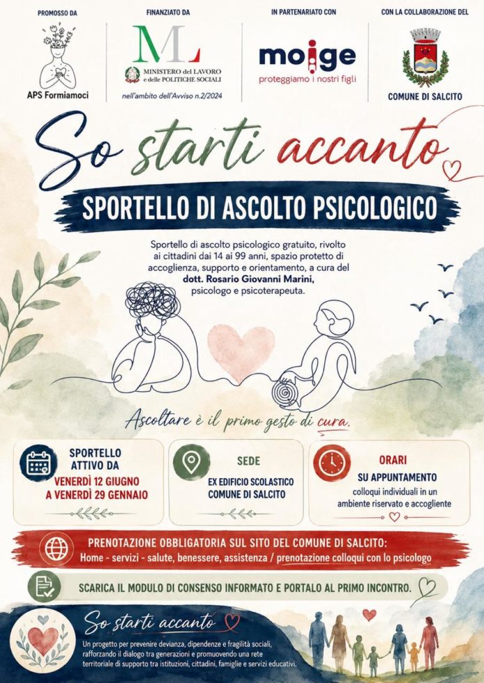 Al via a Salcito lo Sportello di Ascolto Psicologico “So Starti Accanto”