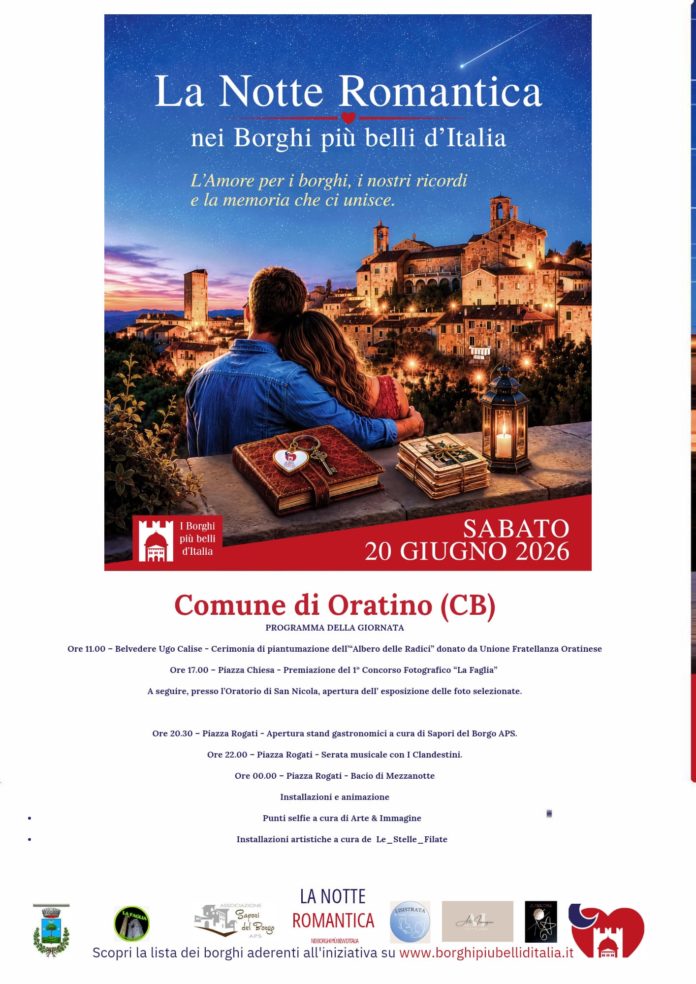 Notte Romantica 2026, Oratino celebra l’amore per i ricordi