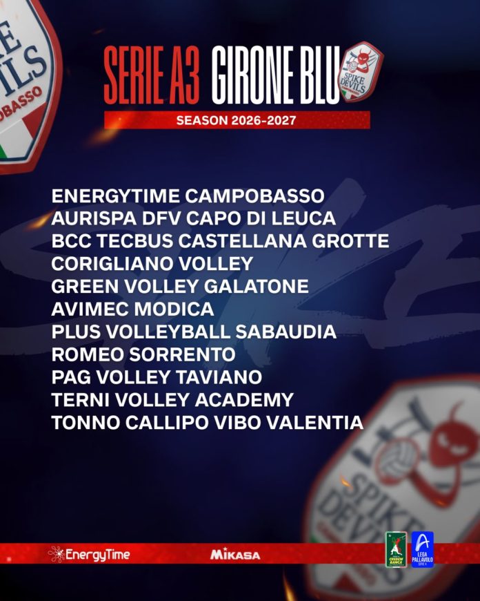 Volley, A3, Energy Time definito il girone, ancora raggruppamento Blu