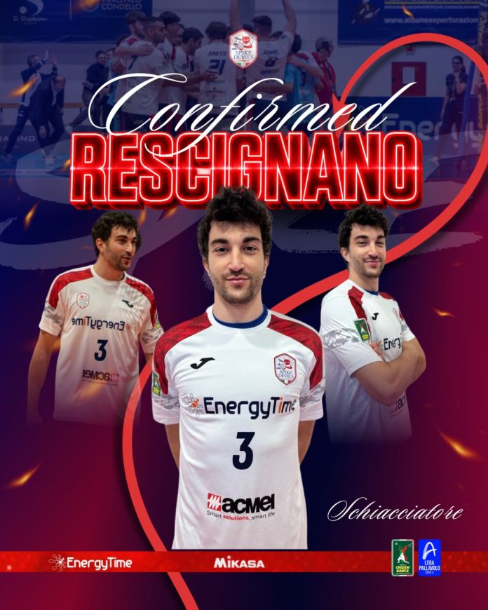 Volley, A3, EnergyTime Spike Devils, atto sesto in rossoblù per Rescignano
