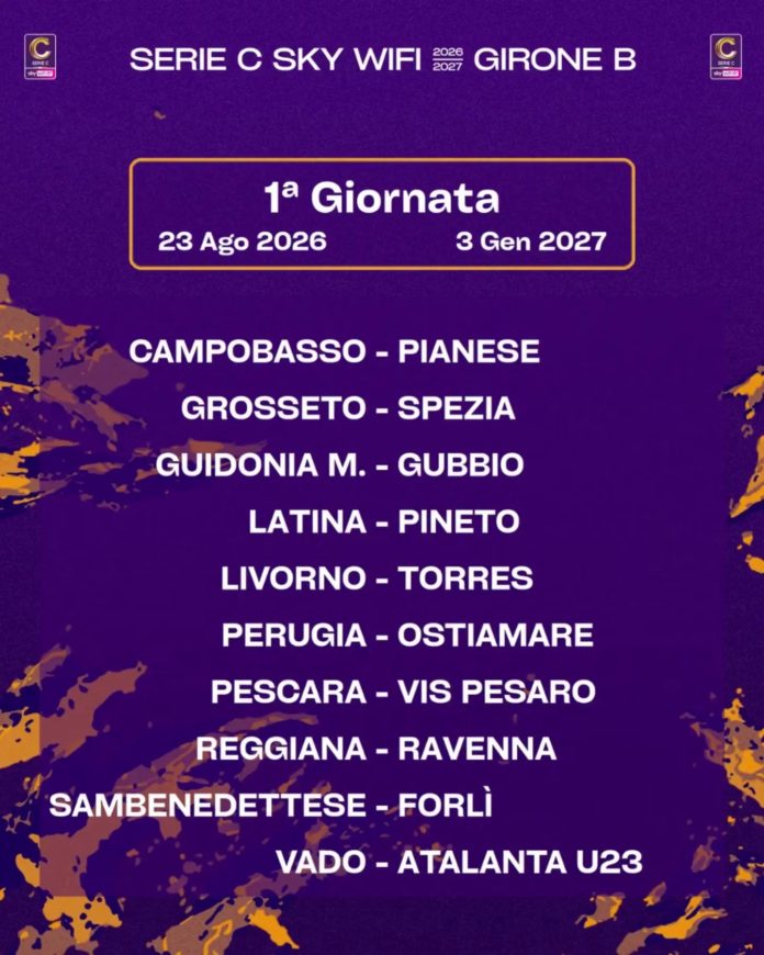 C, calendario fatto. Campobasso esordio in casa contro la Pianese, poi Spezia