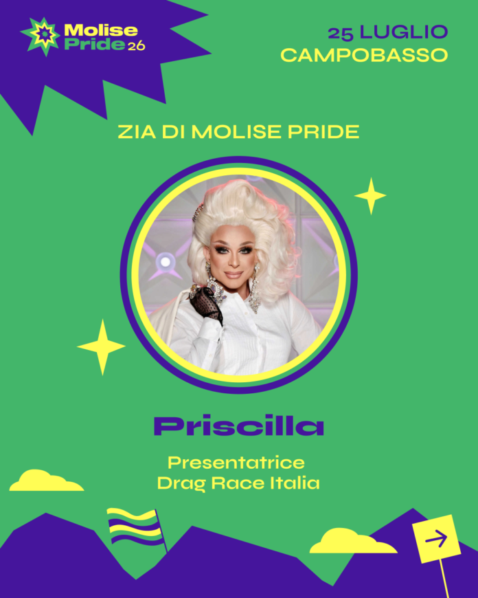 Sarà Priscilla “la zia” della sesta edizione del Molise Pride a Campobasso