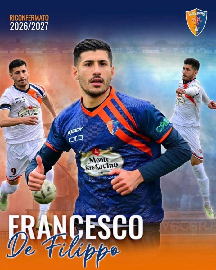 Calcio, De Filippo rinnova con il Sansovino dopo i 15 gol della scorsa stagione