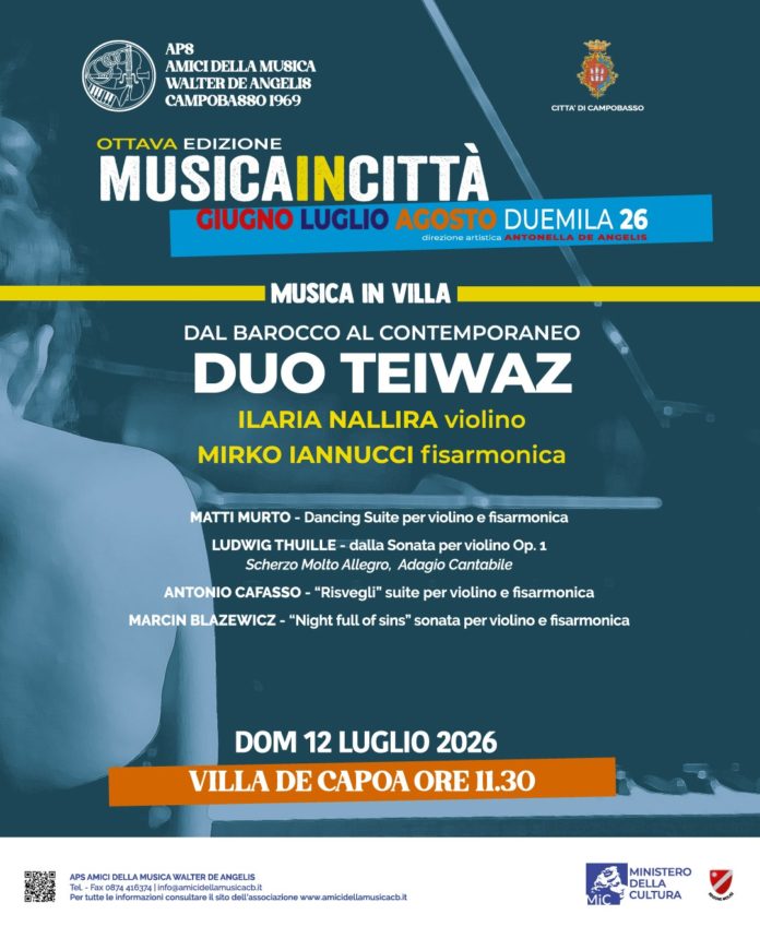 Musica in villa: il duo Teiwaz in concerto a Villa De Capoa