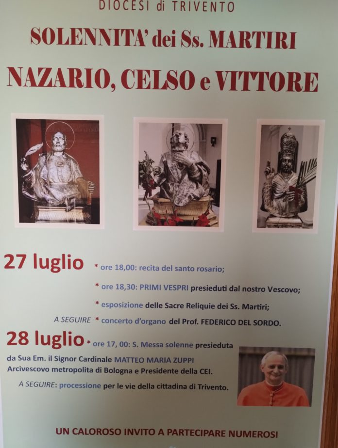 Il cardinale Zuppi, presidente della CEI, a Trivento per le feste patronali