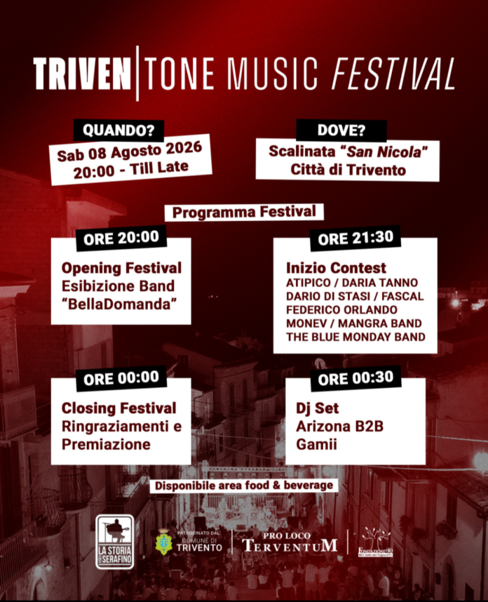 Triven|Tone Music Festival, sarà assegnato il premio “Cristiano Paparella”