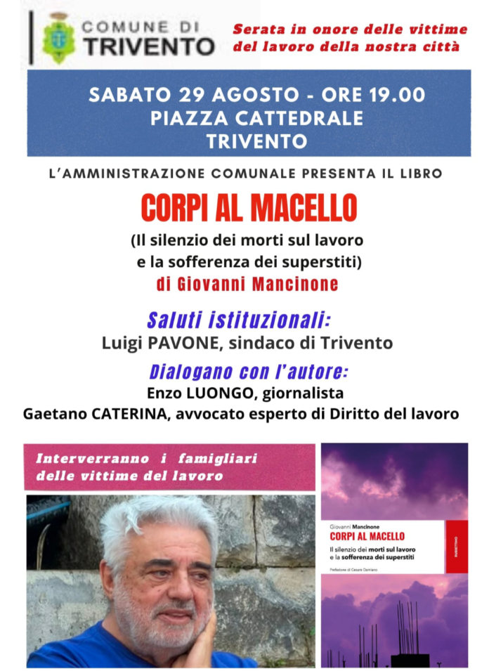 Corpi al macello, la presentazione a Trivento del libro di Giovanni Mancinone