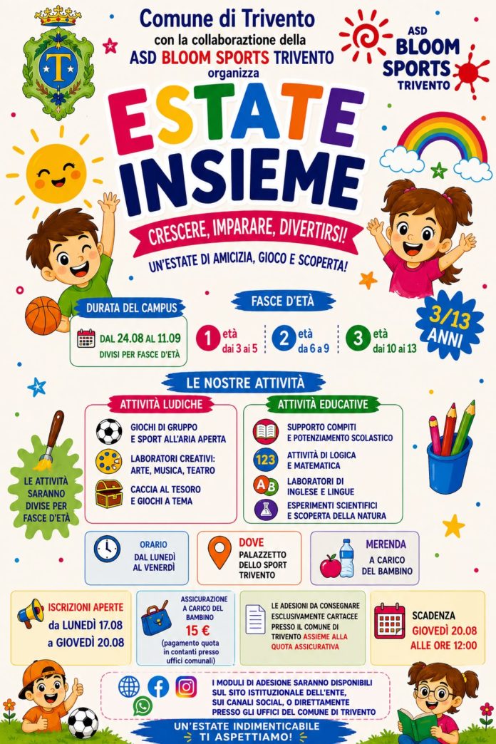 Estate insieme, prosegue il programma del centri estivi del Comune di Trivento