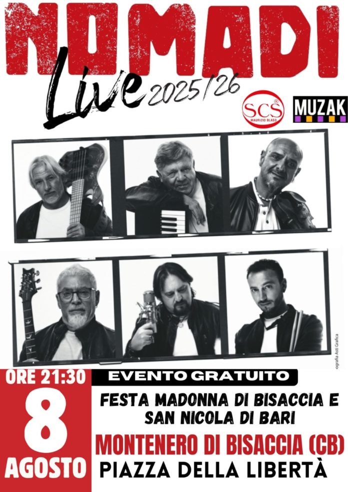 Montenero di Bisaccia. Nomadi in concerto l’8 agosto