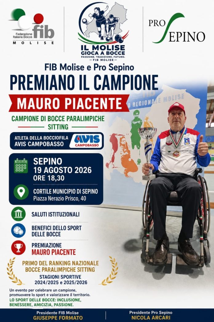 Bocce paralimpiche, Sepino celebra Mauro Piacente: due stagioni al vertice