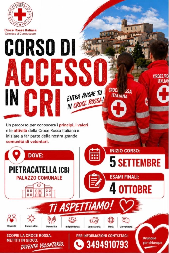 A Pietracatella un corso per diventare volontari della CRI dal 5 settembre