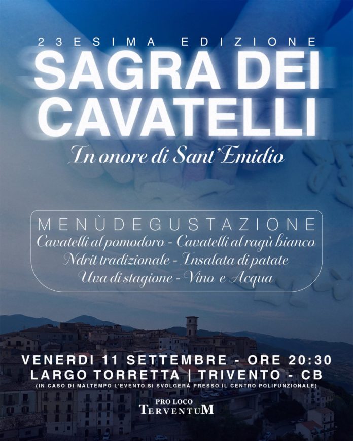 Trivento. Sagra dei cavatelli, giunta alla 23esima edizione