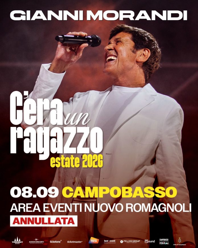 Maltempo a Campobasso, annullato il concerto di Gianni Morandi